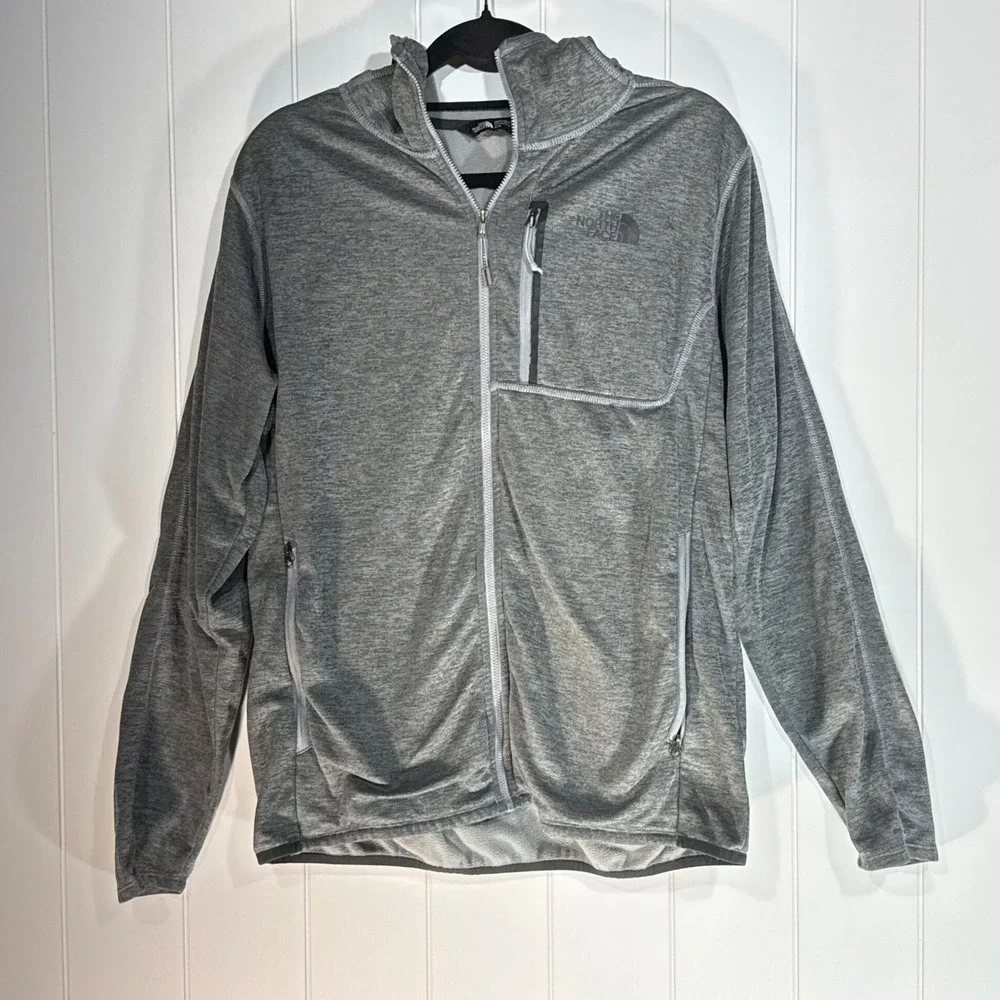 The North Face Mens Grey Heathered Full Zip Hoodie Jacket Size M
